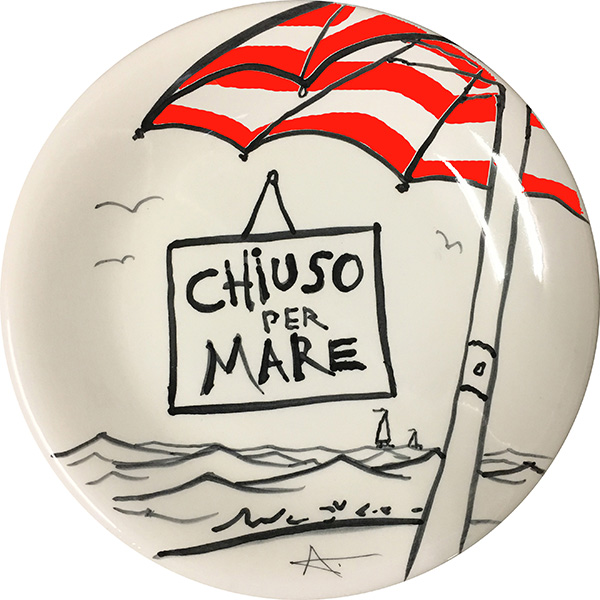 Chiuso per mare, exclusive cermaic plate by Italian Summers