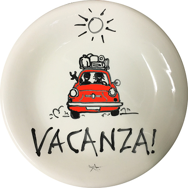 Cinquecento Vacanza, exclusive ceramic plate by Italian Summers
