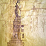Claudio Assandri, Nudi Romani Giordano Bruno monument, Campo de Fiori -model kneeling, speed pose, 1 minute.