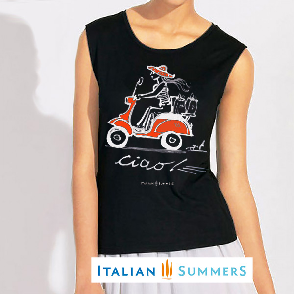 DONNA VESPA CIAO T- Shirt Black by Italian Summers