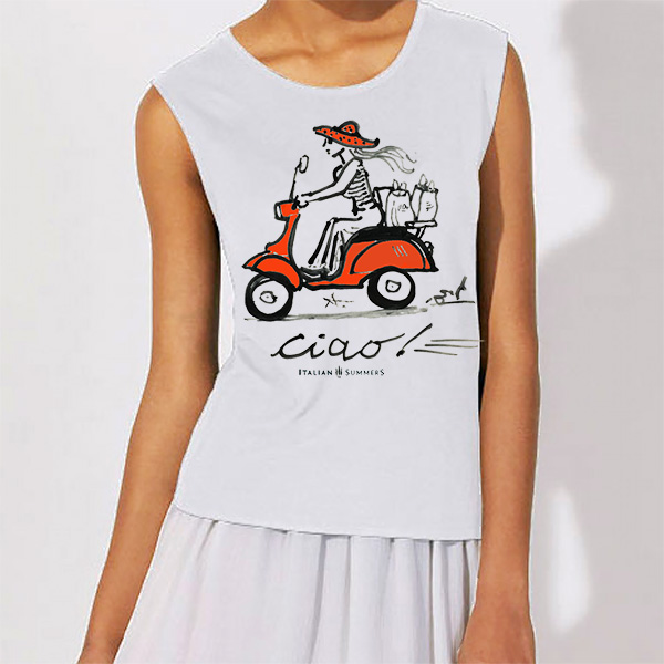 Donna Vespa Ciao! T-shirt white by Italian Summers