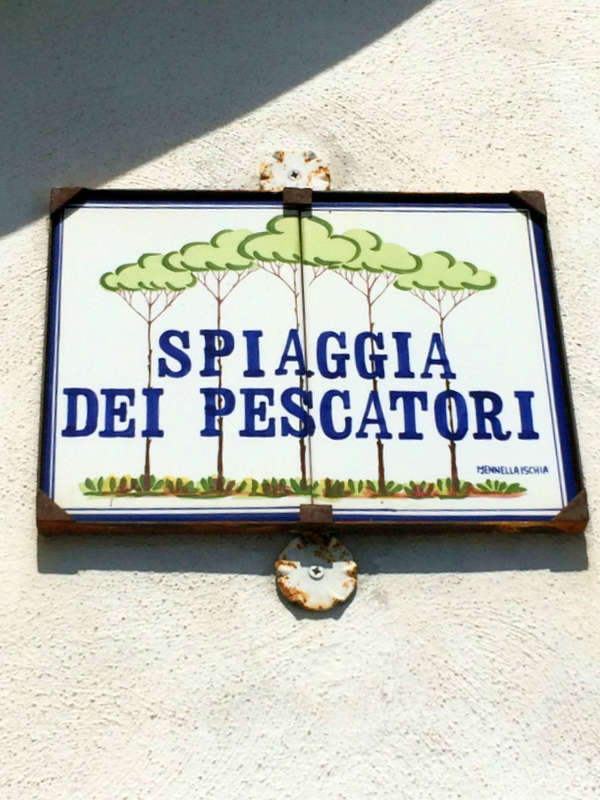 Ischia Island, Italy spiaggia sign. Photo by Lisa van de Pol, Italian Summers