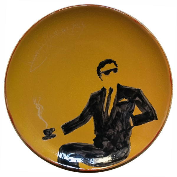 Italian Summers plate Espresso man. Exclusive handpainted ceramic plate
