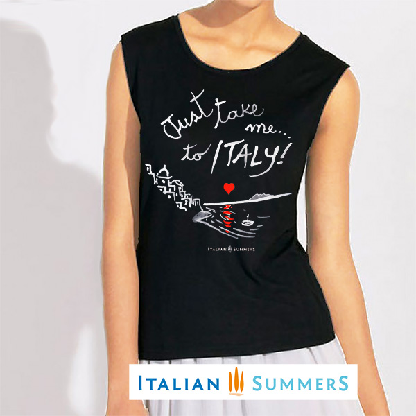 Just Take Italy, Positano. T-shirt black by Italian Summers