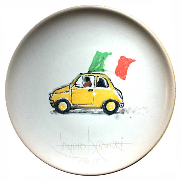 Lovitalia Coffee in Positano plate, unique handpainted plate by Artist Claudio Assandri