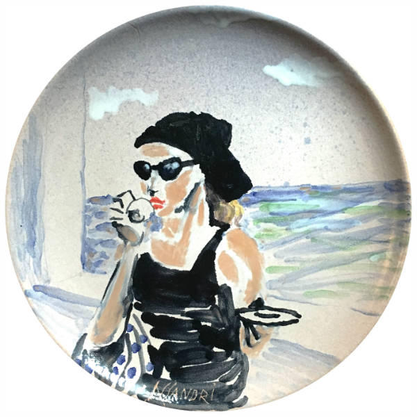 Lovitalia Coffee in Positano plate, unique handpainted plate by Artist Claudio Assandri