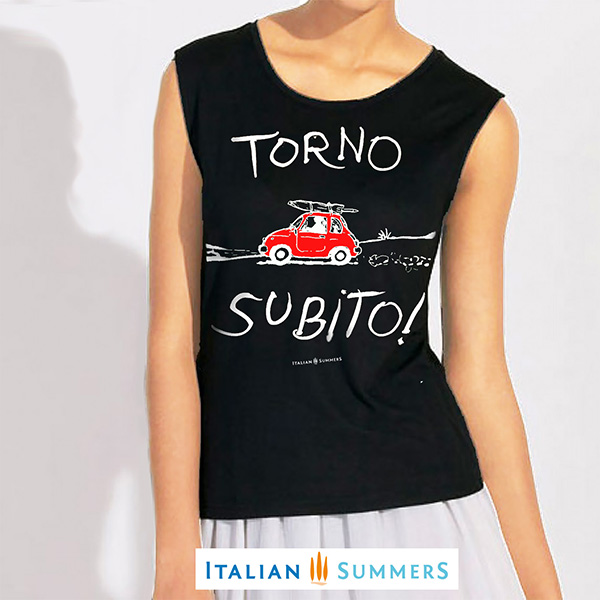 Red Cinquecento, t-shirt black by Italian Summers