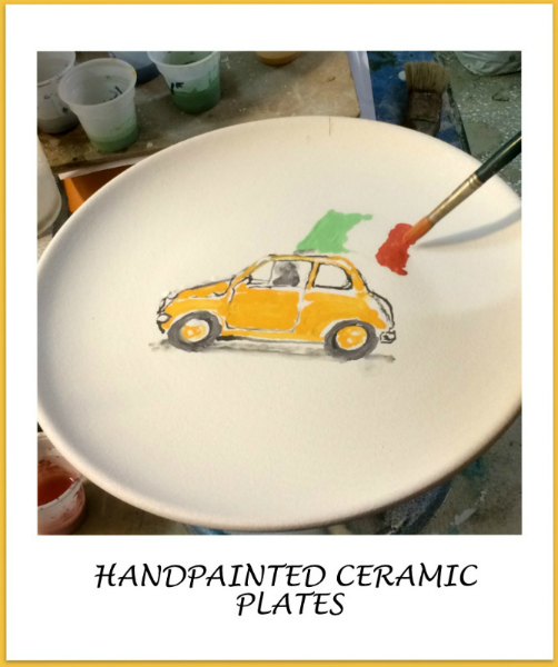 Lovitalia exclusive ceramic plate, handpainted artwork by Claudio Assandri. Idea by Lisa van de Pol